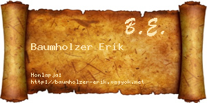 Baumholzer Erik névjegykártya